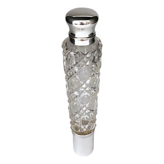 Elegant Late 19th C. English Silverplate & Cut Crystal Self Contained Flask For Sale