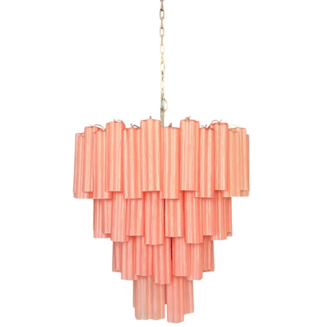 Handmade Murano Glass Chandelier with 80 Pink Tubes from Justfurnituress SRL For Sale - Image 9 of 15
