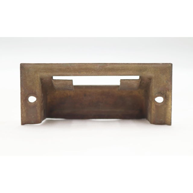 Pair of Antique 3.375 In. Brass Bin Pulls With Label Slot For Sale - Image 6 of 6