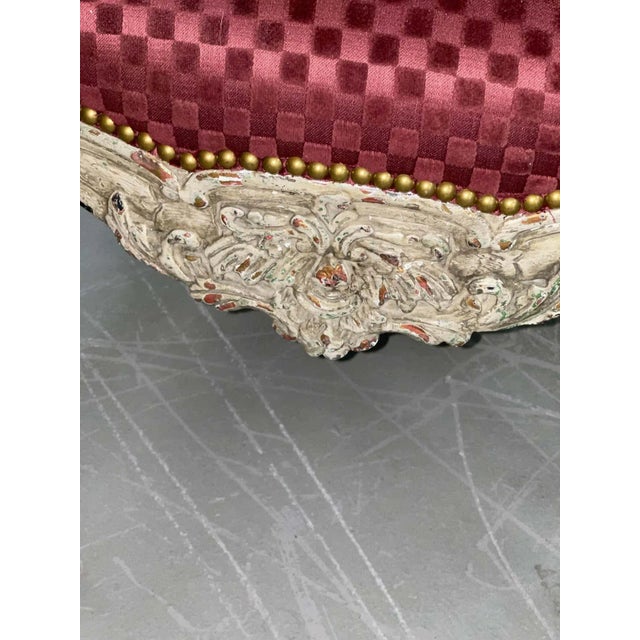 Maroon Louis XV Style 19th Century Bergere For Sale - Image 8 of 14