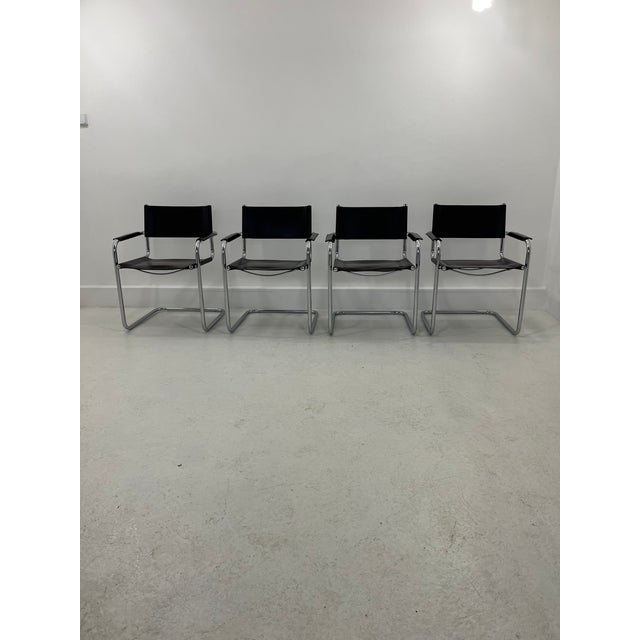 Vintage Italian Leather Chairs, 1970s, Set of 4 For Sale - Image 12 of 14