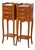 Pair of Mid-Century French Louis XV Walnut Marquetry Marble-Top Nightstands For Sale