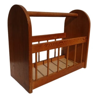 German Magazine Rack in Pine Wood, Germany, GDR, 1960s For Sale