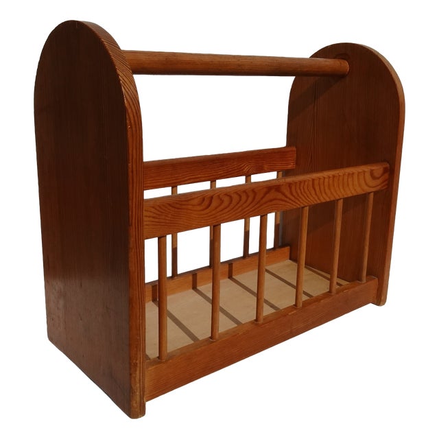 German Magazine Rack in Pine Wood, Germany, GDR, 1960s For Sale