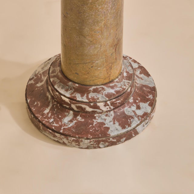 19th Century French Rouge + Ochre Marble Pedestal For Sale - Image 9 of 9