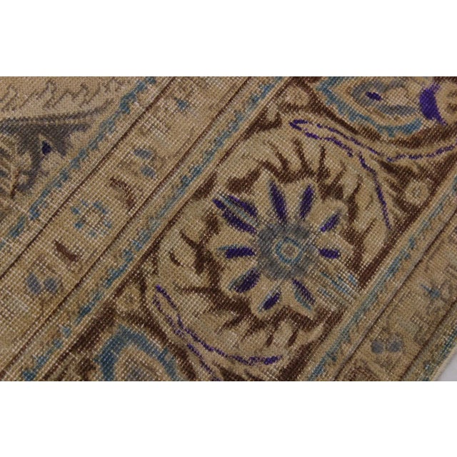 1990s Shabby Chic One of a Kind Hand Painted Brown Wool Rug - 8′ × 11′ For Sale - Image 4 of 8