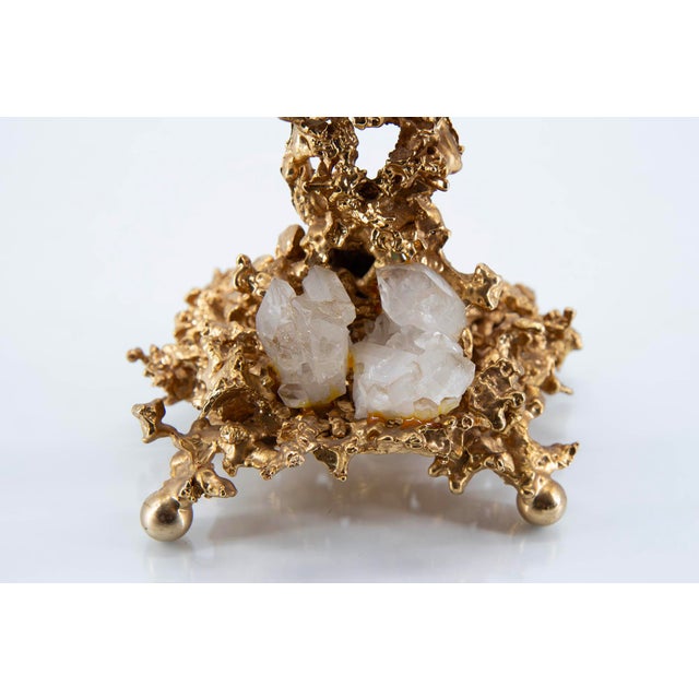 Gold Gilded Bronze Candelabra by Claude Victor Boeltz, 1970s For Sale - Image 8 of 12