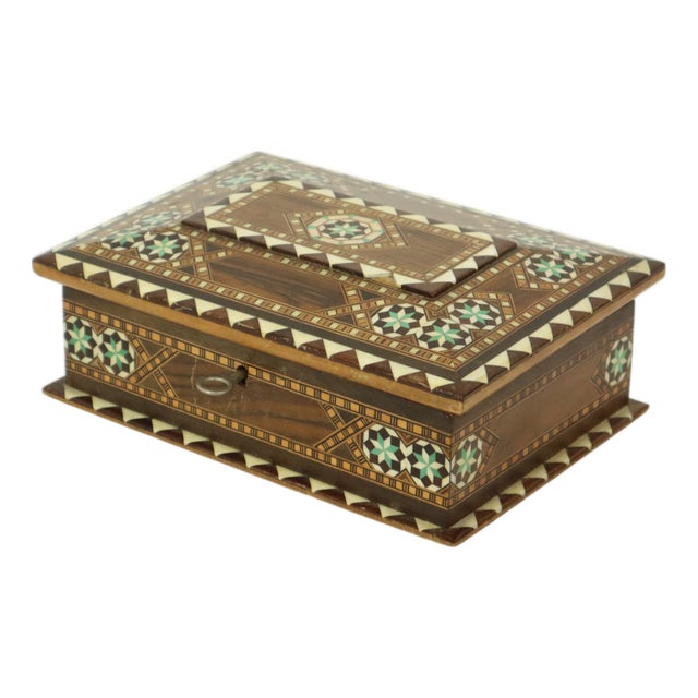 Marquetry Inlay Jewelry Trinket Box, 1970s For Sale