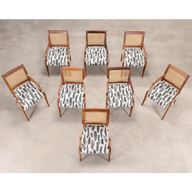 Mid-Century Modern Set of Eight Danish Modern Mahogany and Cane Dining Armchairs For Sale - Image 3 of 18