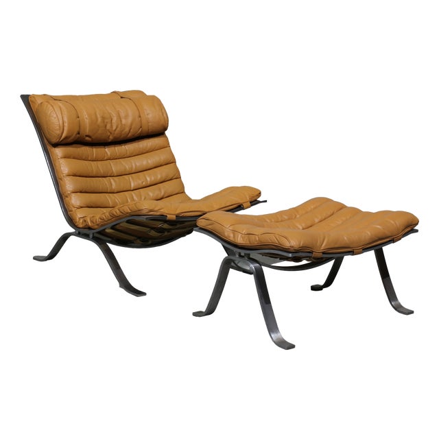Set of Lounge Chair and Ottoman by Arne Norell for Arne Norell AB, 1960s For Sale