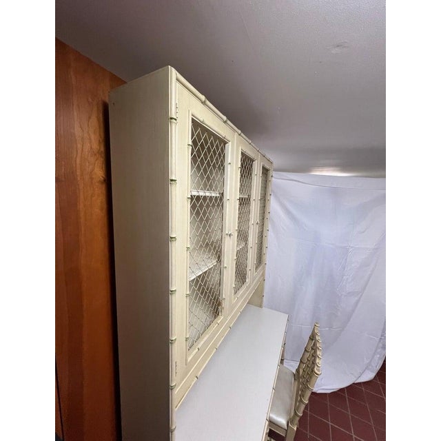 Thomasville Allegro Faux Bamboo Desk With Bookcase Hutch Top and Chair For Sale - Image 12 of 18