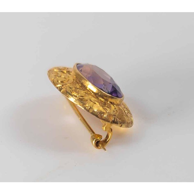 19th Century American Victorian 14k Gold Pin With Amethyst Stone For Sale In New York - Image 6 of 9