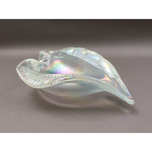 Mid 20th Century Licio Zanetti Signed Murano Italy Iridescent Conch Shell Glass Bowl Sculpture For Sale In Miami - Image 6 of 8