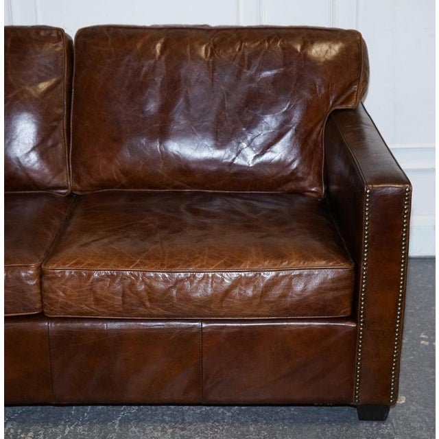 Viscount Sofa in Brown Leather from Timothy Oulton For Sale - Image 4 of 15