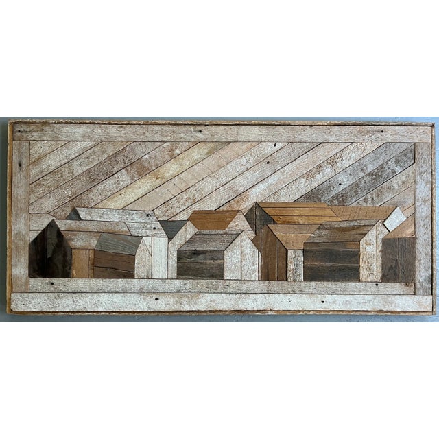Mid-Century Modern Wood Construction Wall Sculpture Depicting a Village Landscape For Sale - Image 9 of 9
