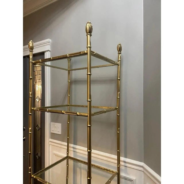 Chinoiserie Metal & Glass Etagere Display Shelf For Sale - Image 4 of 11