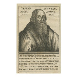 After Frantz Friderich, Caspar Schwenckfeld Portrait, 1500s, Engraving For Sale