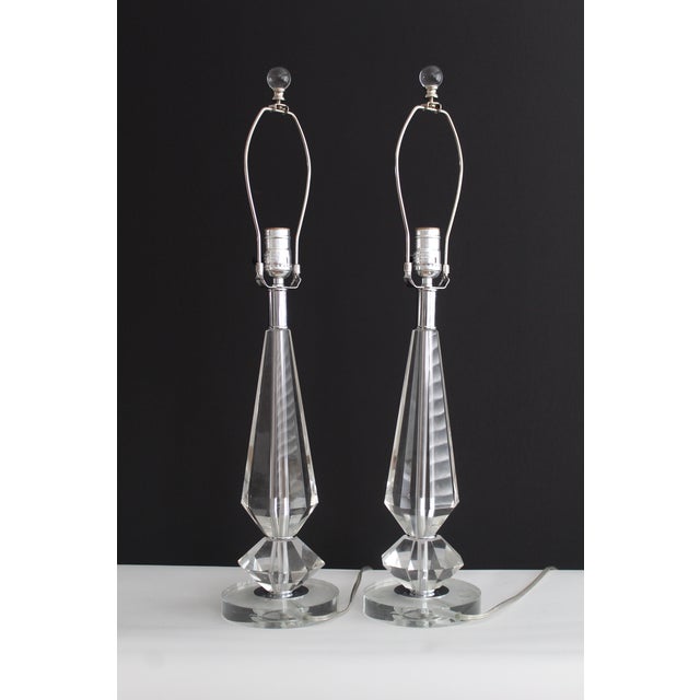 Glass Pair of Mid 20th Century Waterford Crystal Influence Lamps For Sale - Image 7 of 12