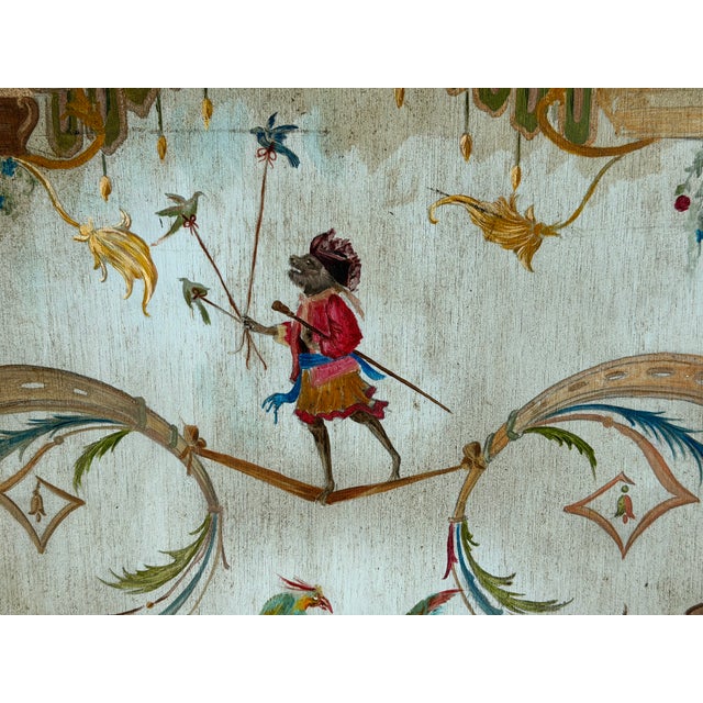 Chinoiserie French Chinoiserie Style Singerie Monkey Painting For Sale - Image 3 of 3