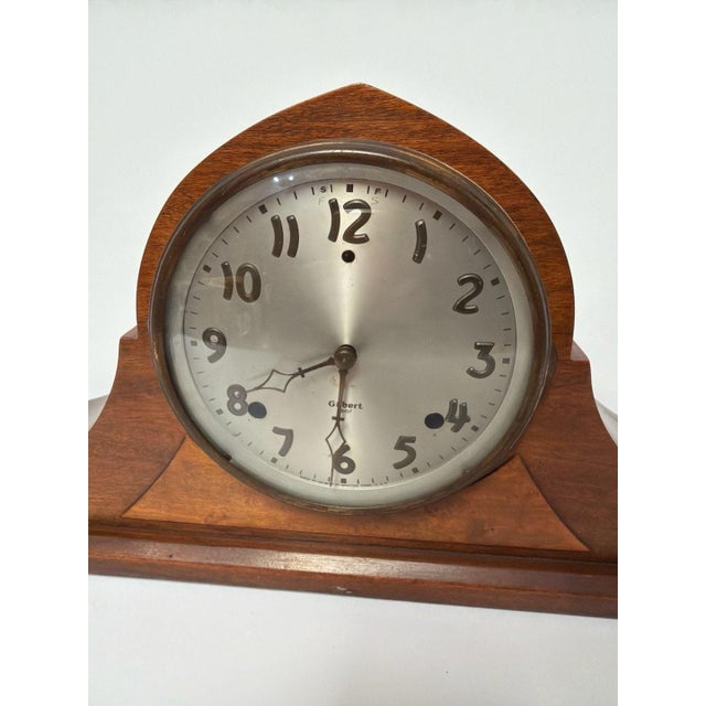 Antique Gilbert Model 1807 Tambour Mantel Clock, Wood Case — Early 20th Century Craftsmanship. This classic timepiece...