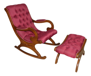 Set of Vintage Lounge Rocking Chair and Ottoman, 1970s