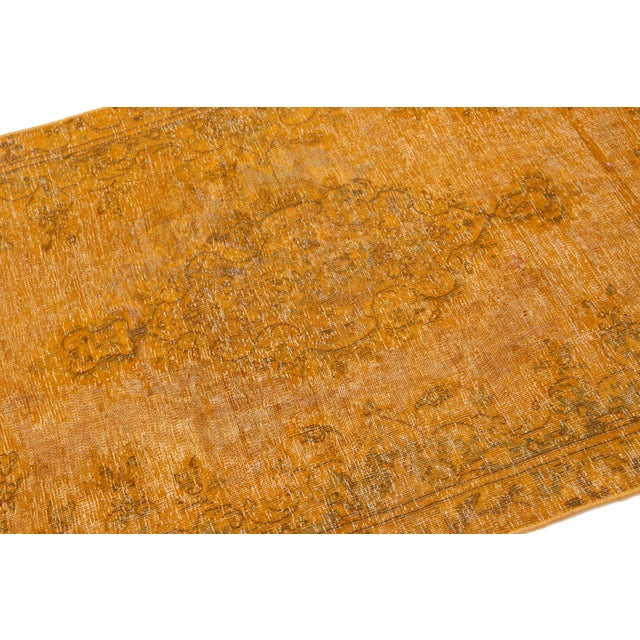 Textile 3 X 4 Orange Handmade Persian Overdyed Wool Rug With Medallion Motif For Sale - Image 7 of 8