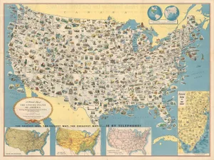 Decorative Pictorial Map of the United States, 1953