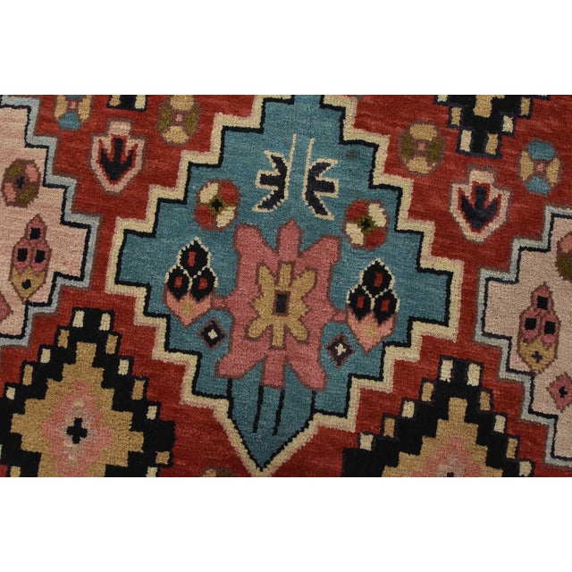 2000 - 2009 Heriz Rug 5’10” X 9’1” Red Wool Vintage Tribal Hand-Knotted Oriental Carpet For Sale - Image 5 of 15