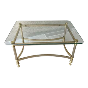 Late Mid-Century Petite Regency-Inspired Brass & Glass Coffee Table