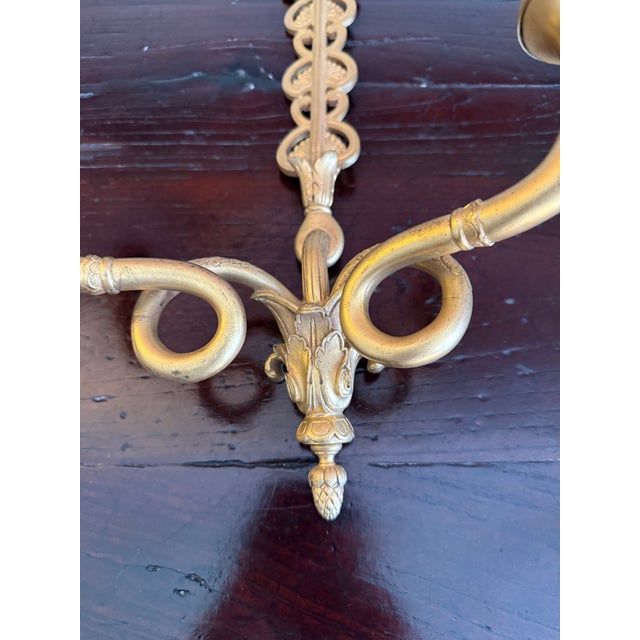 Pair of Antique French 19th Century Gilt Bronze Wall Candle Sconces For Sale - Image 12 of 16