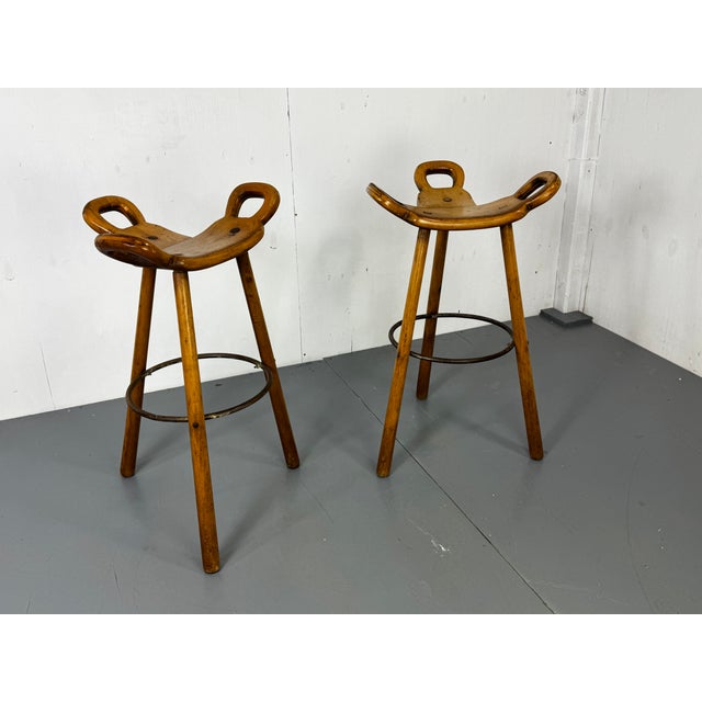 Black Vintage Brutalist Marbella Bar Stools by Sergio Rodrigues, 1970s, Set of 2 For Sale - Image 8 of 8