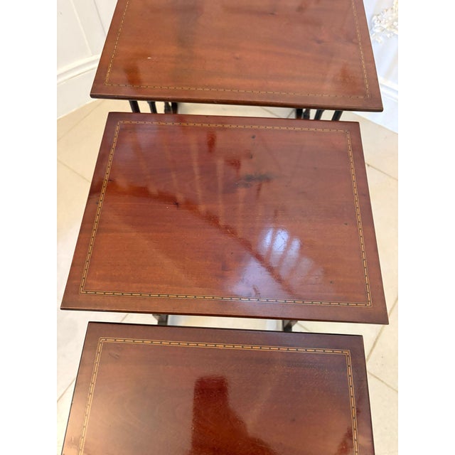 Antique Edwardian Mahogany Quartetto Nesting Tables with Satinwood Inlay, 1900, Set of 4 For Sale - Image 9 of 14