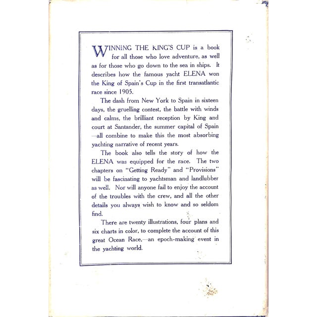 "Winning the King's Cup: An Account of the "Elena's" Race to Spain" 1928 Bell, Helen G. For Sale - Image 12 of 12