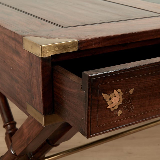 Vintage Anglo Indian Campaign Style Desk and Chair For Sale - Image 13 of 18