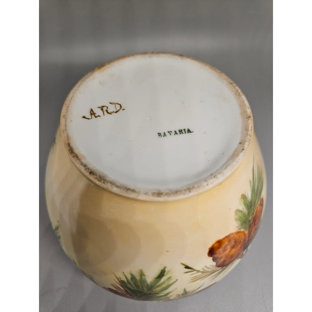 Vintage Hand-Painted Vase/Bowl With Pine Cone Decoration For Sale - Image 4 of 4