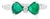 Natural Trillion Cut Emerald Diamond Bow Ring Size 8 in 14k White Gold For Sale