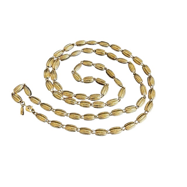 Vintage Monet Gold Necklace Textured Link Chunky Maximalist 80s 90s 36" Long Signed Monet Approx 36" long, can be worn...