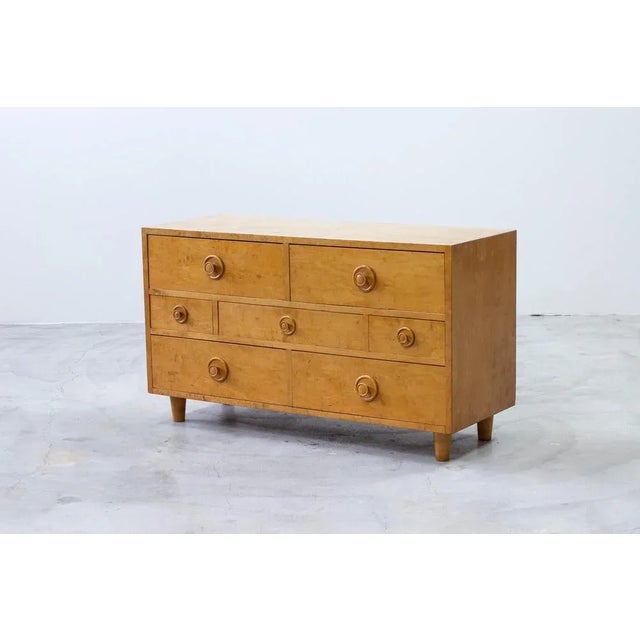 Exceptional Swedish modern chest of drawers. Made from birch with lovely honey tone. Made by unknown designer and Swedish...