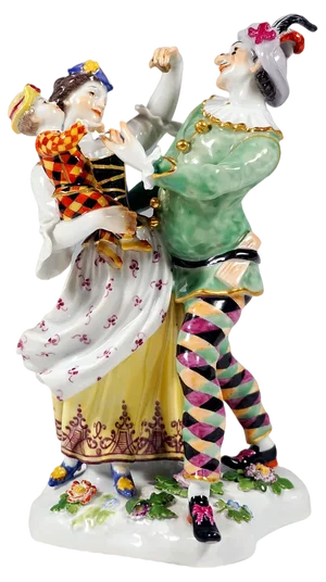 Harlequin Family Figurine by J.J. Kardler for Meissen, 1870