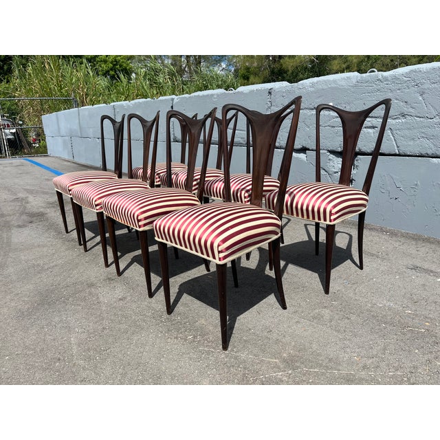 Set of Eight Dining Chairs Attributed to Osvaldo Borsani, Italy 1950s For Sale In Miami - Image 6 of 17