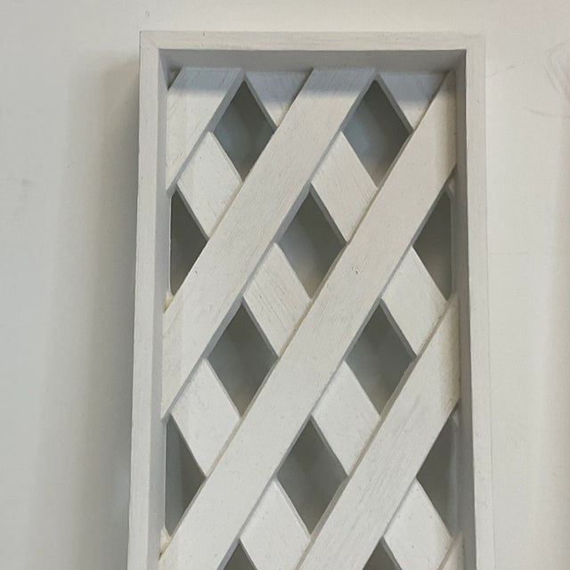 Mid 20th Century Mid-Century Syroco Style White Lattice Candle Holder Scones - A Pair. For Sale - Image 5 of 10