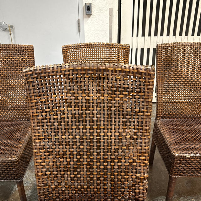 Crate & Barrel Woven Rattan Side Dining Chairs, Set of Four Chairish