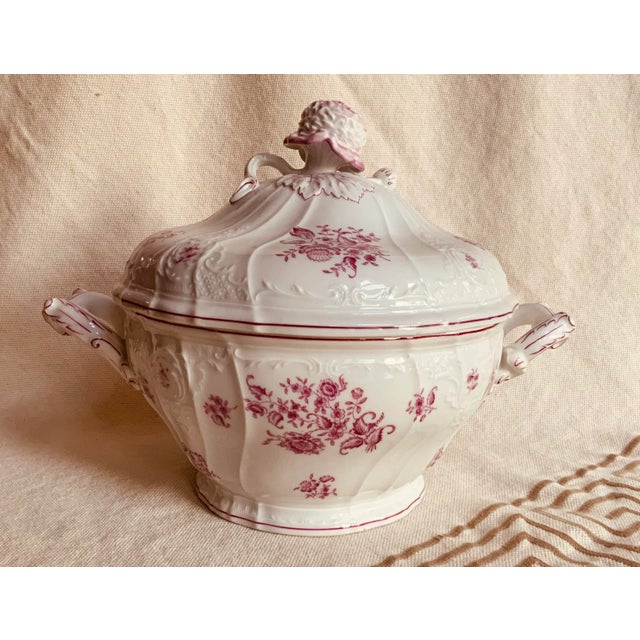 French Porcelain Soup Tureen With Lid, Circa 1820 — Rose Floral For Sale - Image 11 of 12