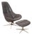 Boston Leather Armchair with Ottoman in Grey Brown Taupe Estoril Semi Aniline Leather 0959 with Manual Swivel and Rocking Function from Boconcept For Sale