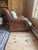 Brown Lexington Woven Sofa With Floral Cushions With Matching Chair and Ottoman For Sale - Image 8 of 17