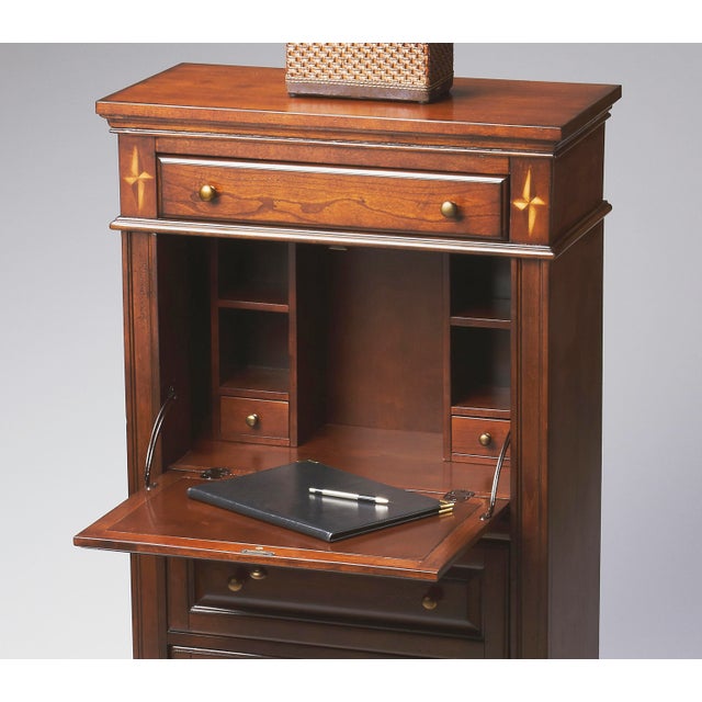 Selected solid Woods, Wood products and choice veneers. Cherry veneer top, sides, drawer fronts and front panel of drop...