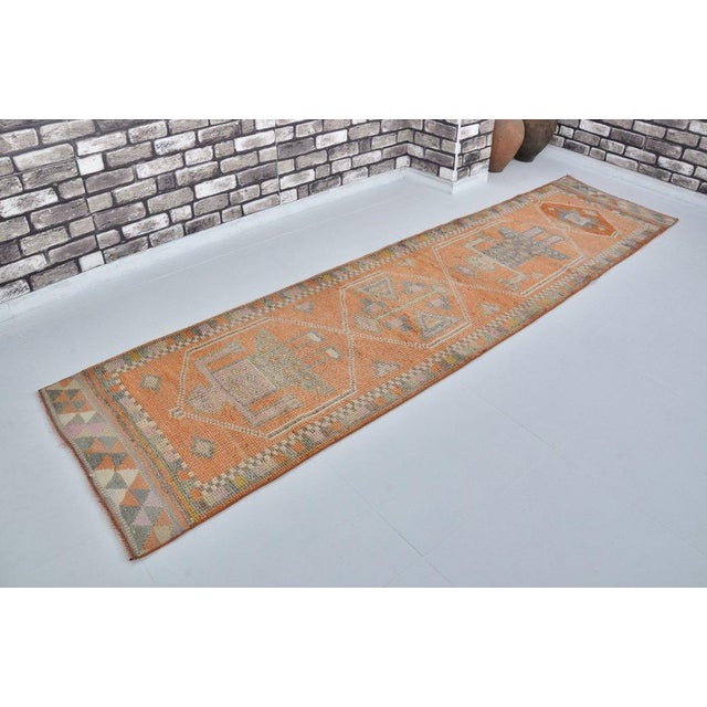 Orange 1960s Oushak Terracota Wool Runner For Sale - Image 8 of 10