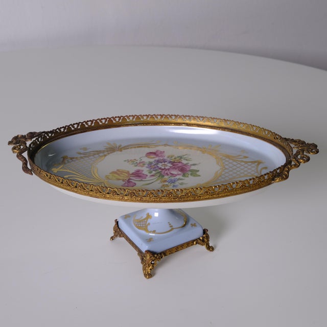 Vintage Porcelain Centerpiece with Gilded Bronze Frame from Limoges, 1950s For Sale - Image 15 of 18