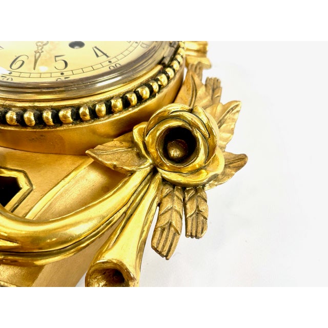 Rococo Swedish Gild Carved Wood Wall Clock from Westerstrand, 1960s For Sale - Image 13 of 14