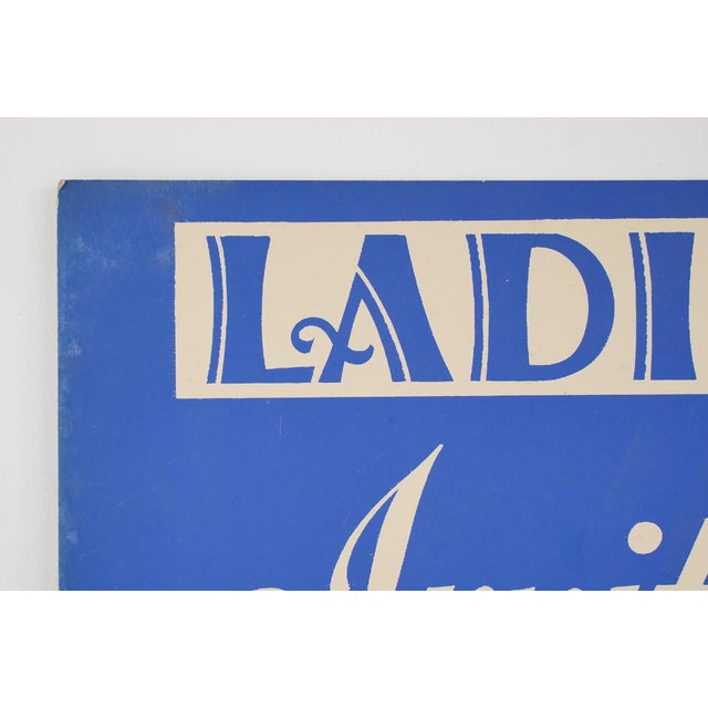 Vintage Ladies Invited Cardboard Retail Wall Sign For Sale - Image 4 of 10